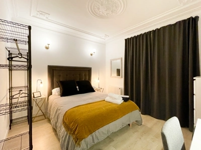 Tranquil bedroom bathed in evening light